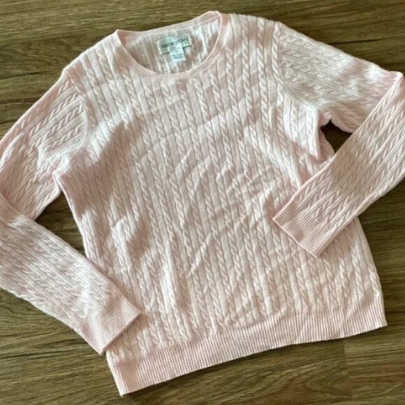 Bloomingdale’s soft pink cable knot cashmere sweater 3X soft preppy classic - Picture 1 of 6